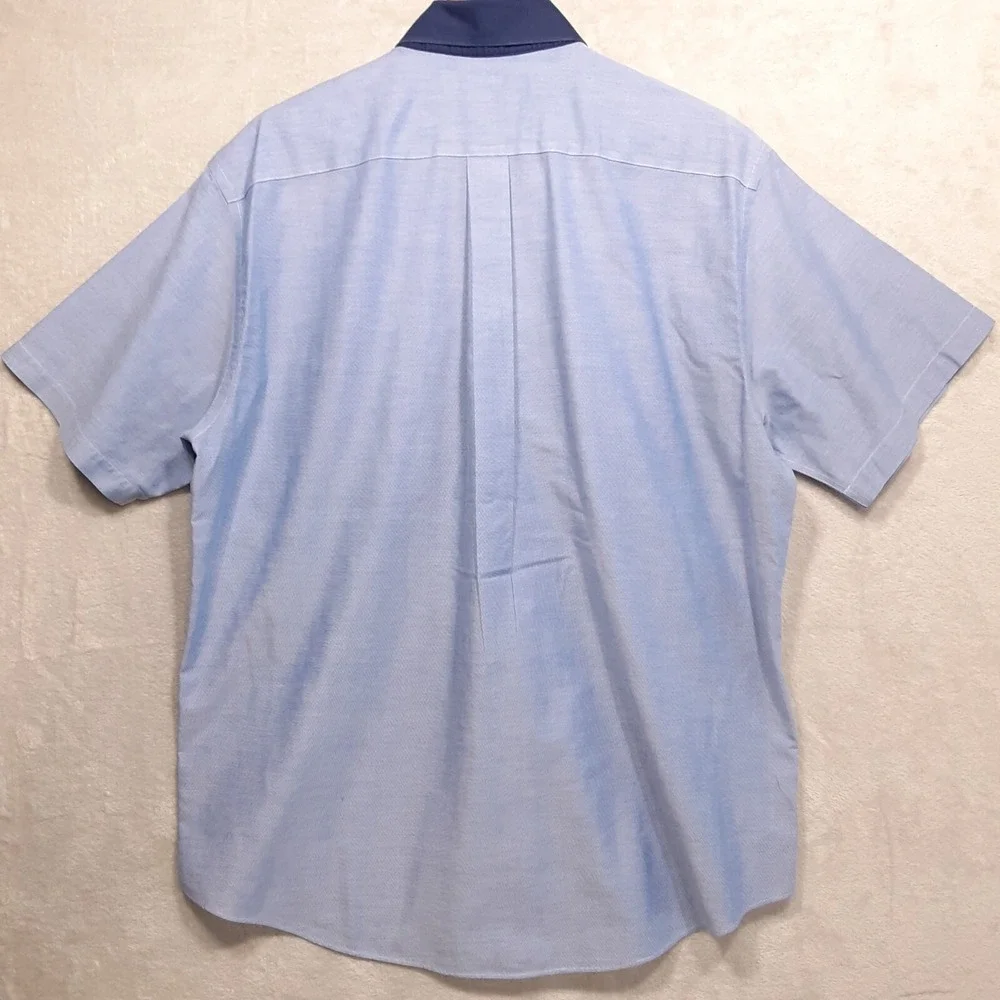Brooks Brothers 346 Mens Duo Tone Short Sleeve Button Shirt Sz.Large/Light Blue - Picture 5 of 8